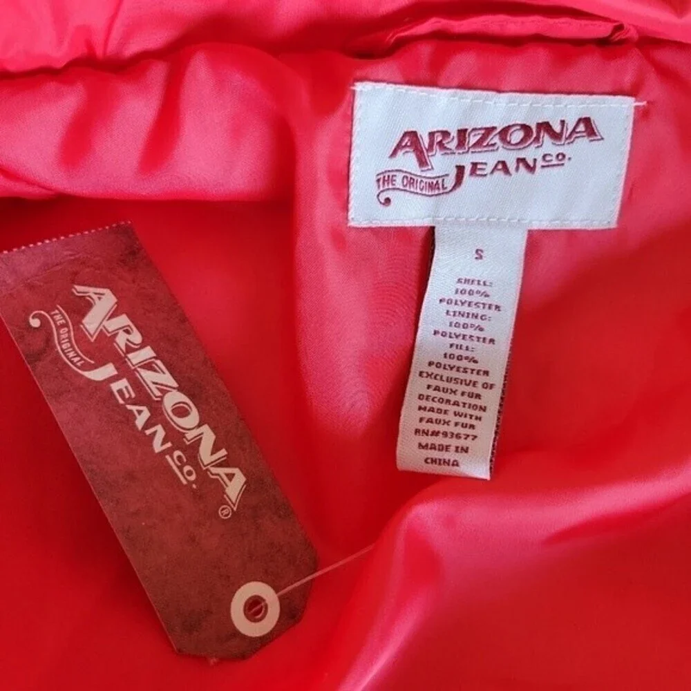 Arizona NWT Women's Bright Red Orange Puffer Jacket Size S